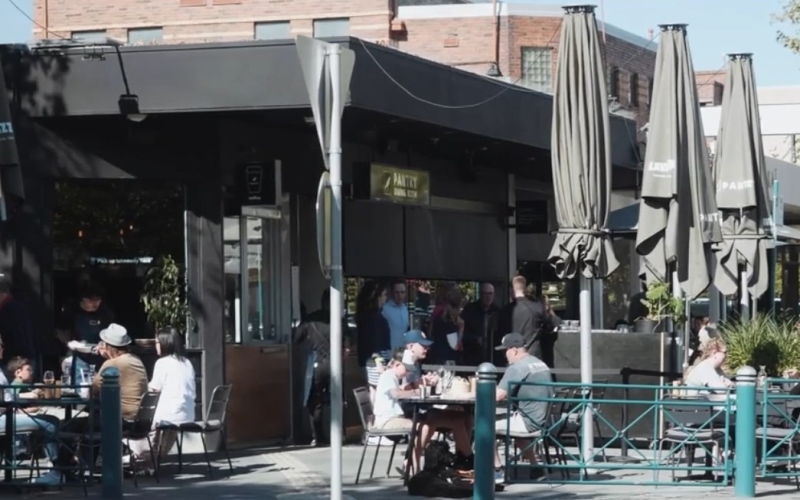 Pantry is a relaxed, brick-lined restaurant with outdoor seating offering brunch.